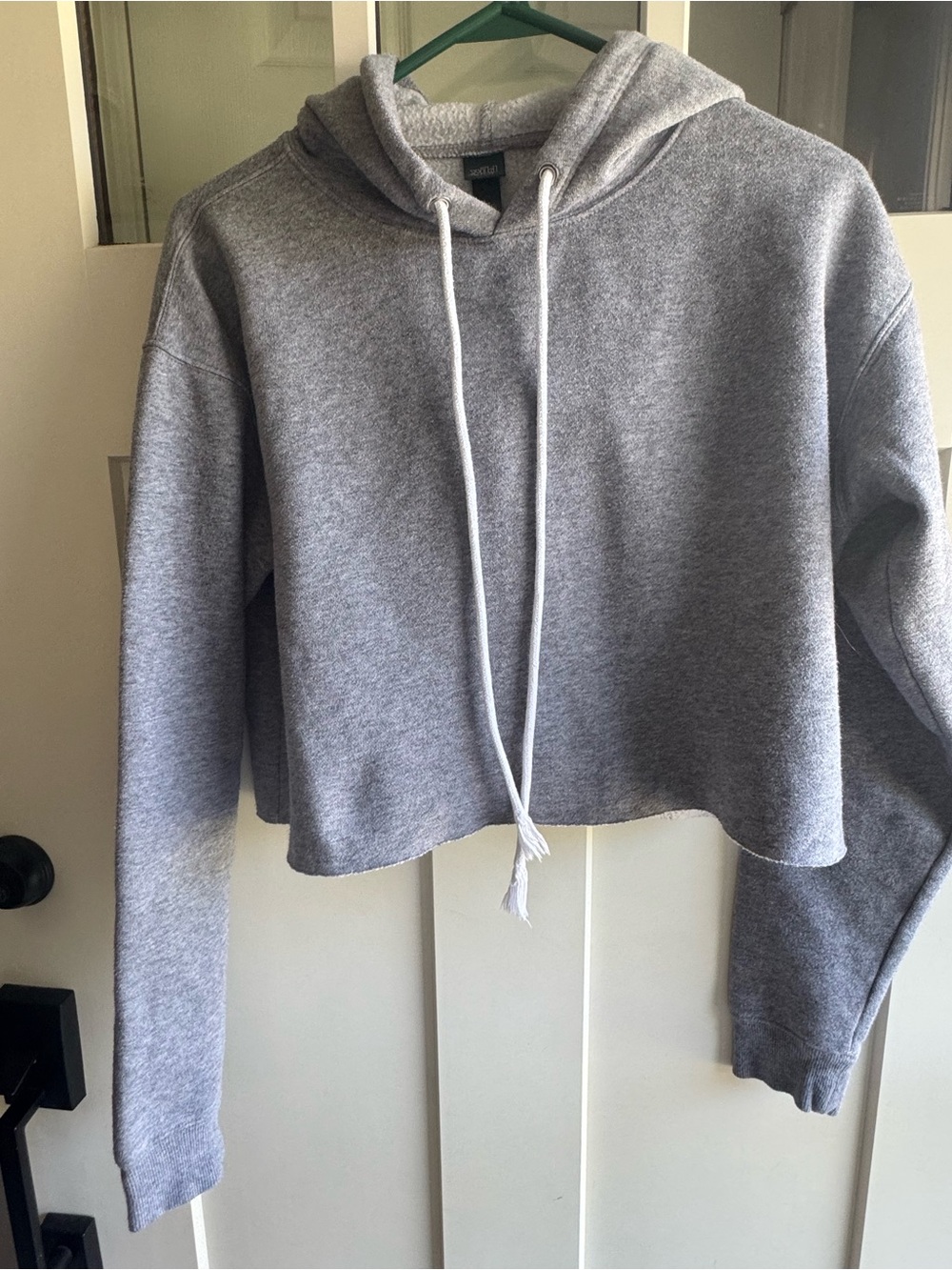 wild fable Gray Cropped Hoodie with Drawstring